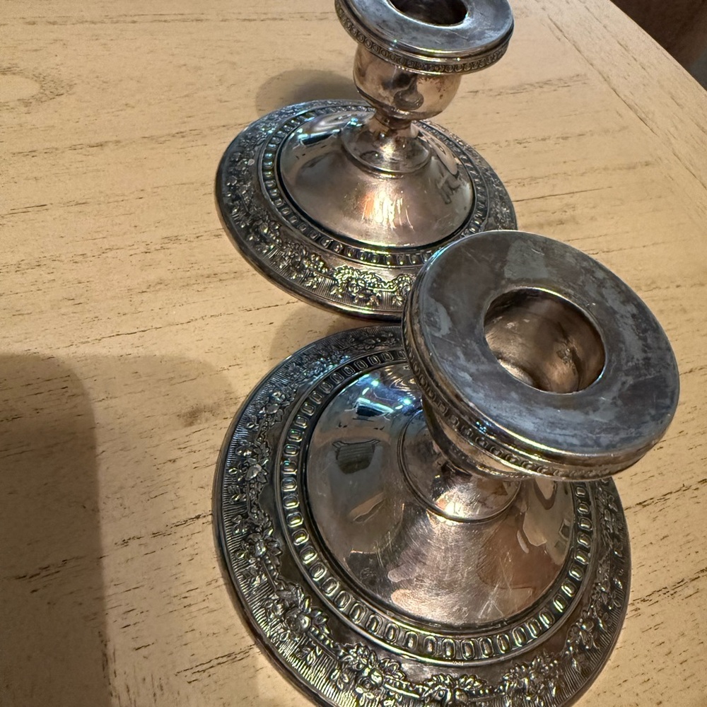 Silver plated Candlesticks Pair Derby S.P.Co International S.Co EPNS WM.Mounts - Picture 6 of 8